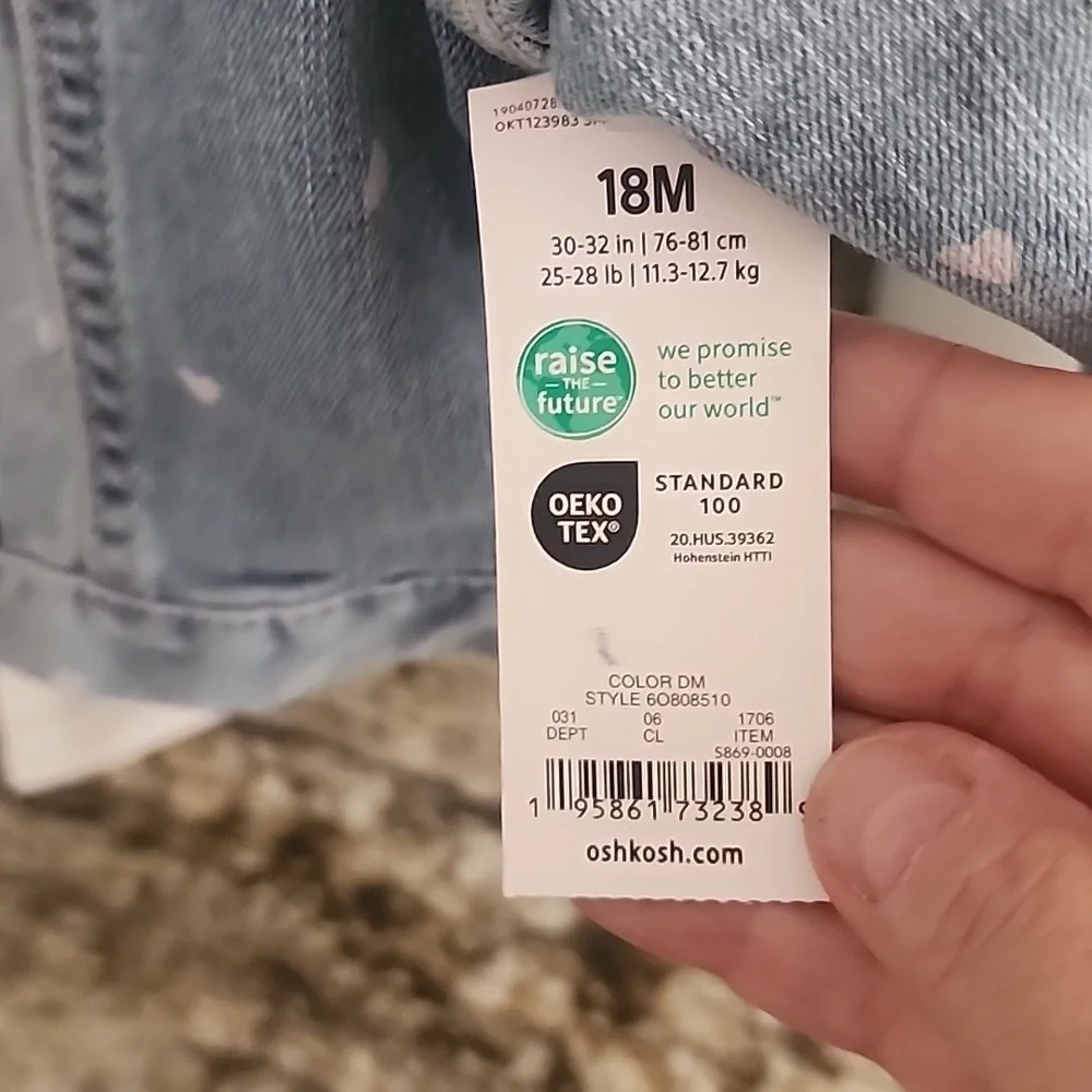 Osh Kosh B'gosh toddler jean jacket. New with tags.